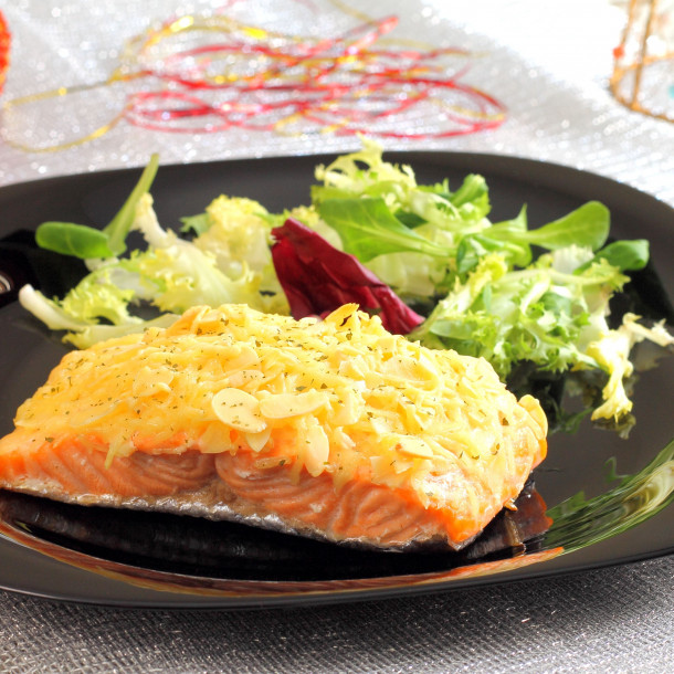 Pavé de saumon en croûte d’amandes