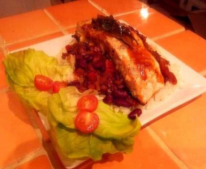 Pavés de saumon grillés au haricots rouges