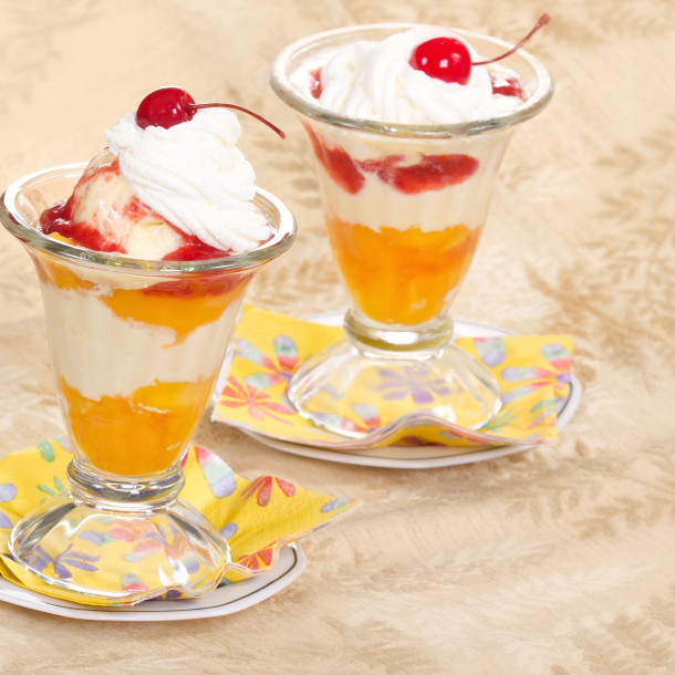 Pêche melba en coupe