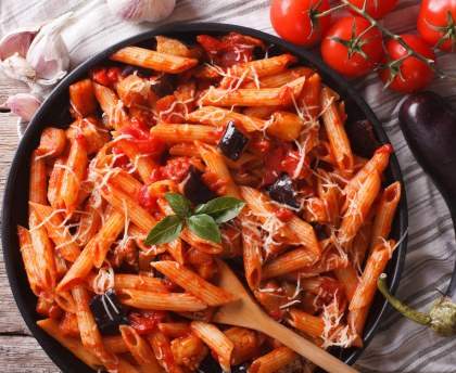 Penne con le melanzane alla parmigiana
