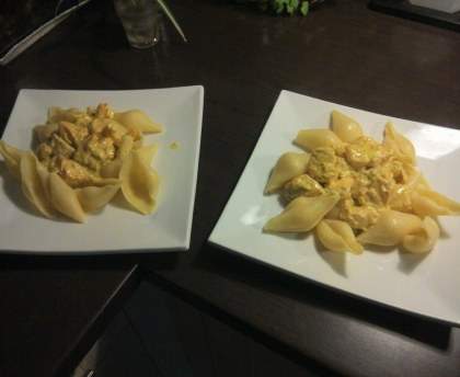 Pennes au saumon fumé et aux crevettes