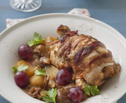 Perdrix aux cèpes et au Muscat