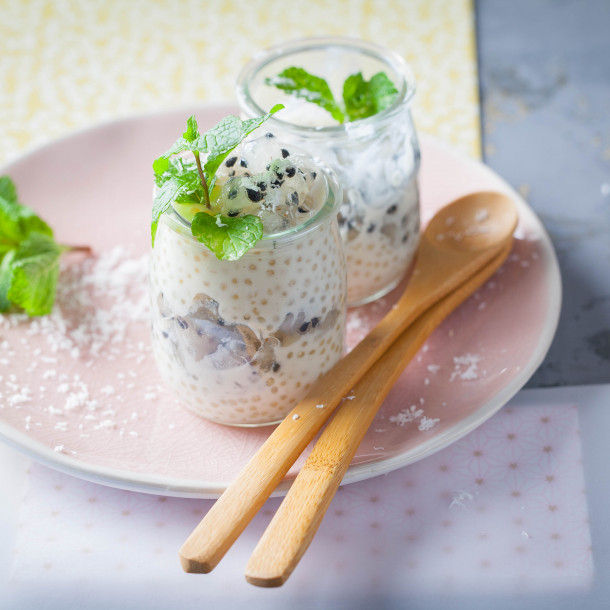 Perles du Japon au lait de coco et pitaya 