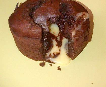 Petits fondants au chocolat, coeurs au chocolat blanc