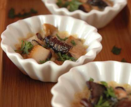 Petits gratins de champignons crème légère au foie gras