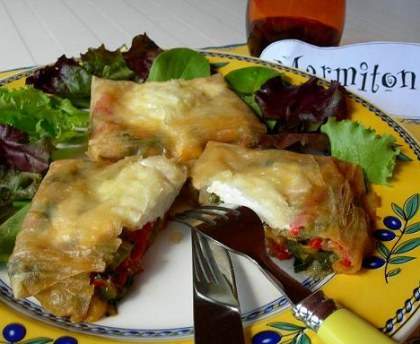 Petits paquets au poivron et fromage de chèvre