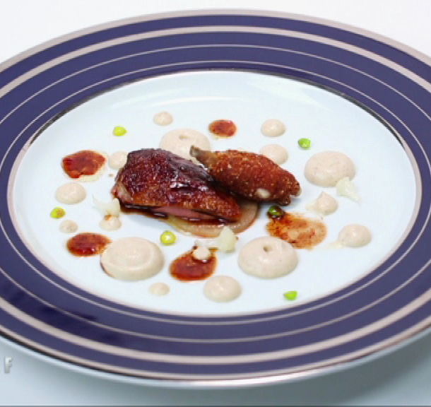 Pigeon en deux façons, mousse de chou vanille