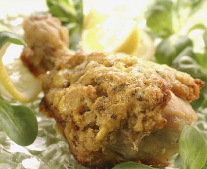Pilons de poulet en croûte de pain