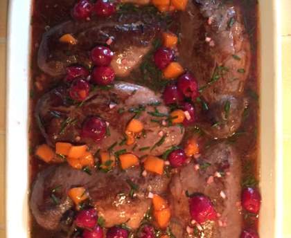 Pintade à la Kriek et aux cerises