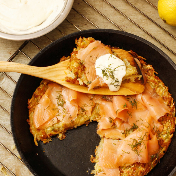 Pizza au saumon et pommes de terre