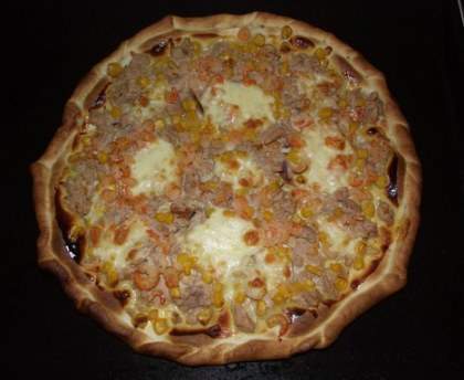 Pizza rapide de la mer (thon et crevettes)