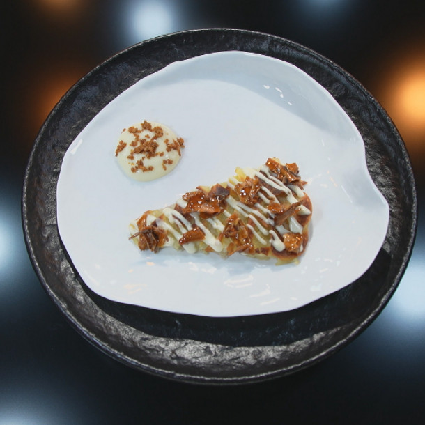 Plat trois étoiles avec la pomme de terre dans son intégralité par Matthias Marc dans Objectif Top Chef