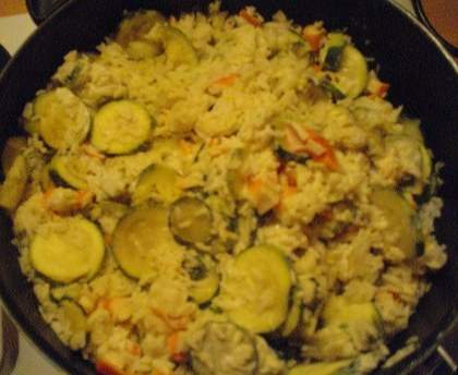 Poêlé de cougettes riz et surimi