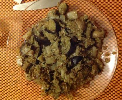 Poêlée de quinoa aux aubergines et champignons