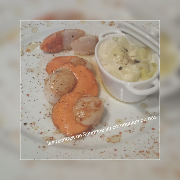 Poêlée de Saint-Jacques à la vanille et à l'huile aromatisée à la truffe