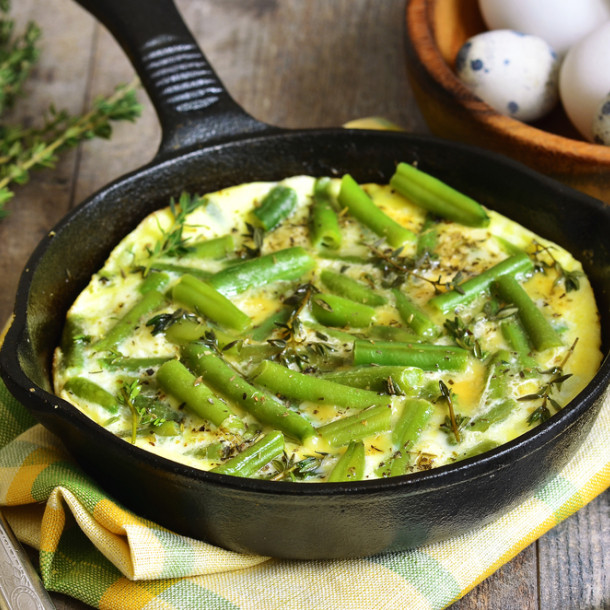 Pointes d’asperges vertes en brouillade d’oeuf