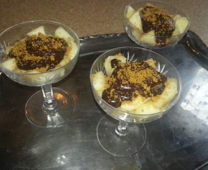 Poire au chocolat, schnaps et spéculos