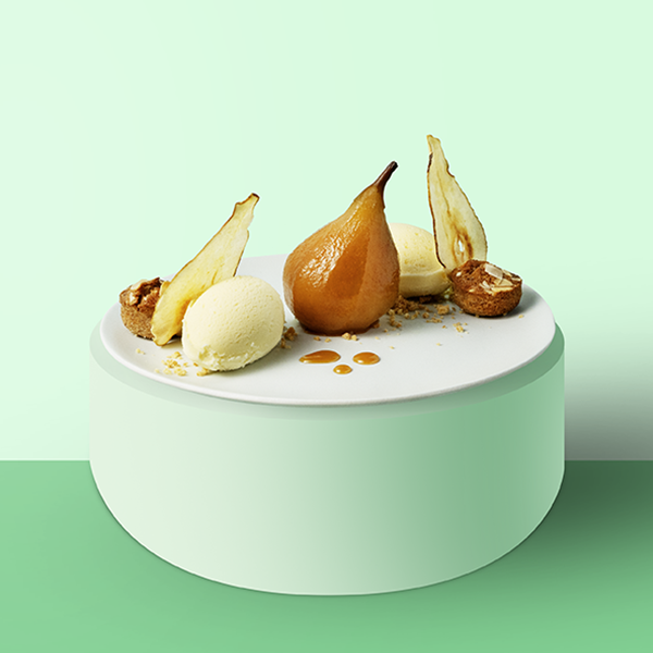Poire caramélisée & crème glacée vanille 