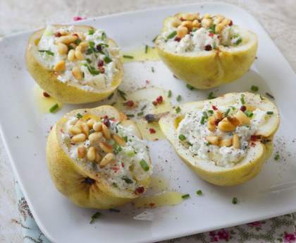 Poires farcies au chèvre frais