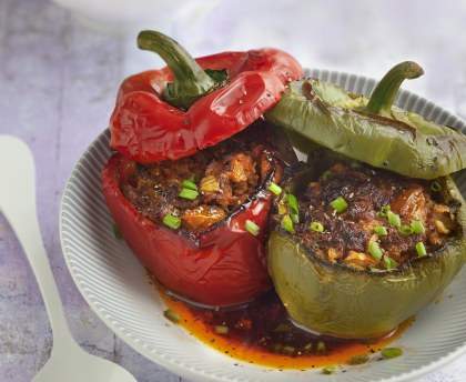 Poivrons farcis à la merguez (facile)