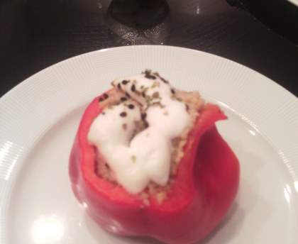 Poivrons farcis aux pois chiches et pesto