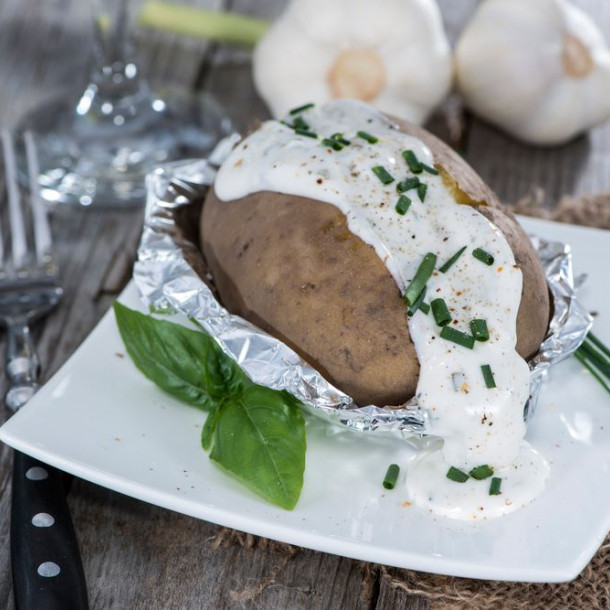 Pomme de terre à la crème à la ciboulette en papillote