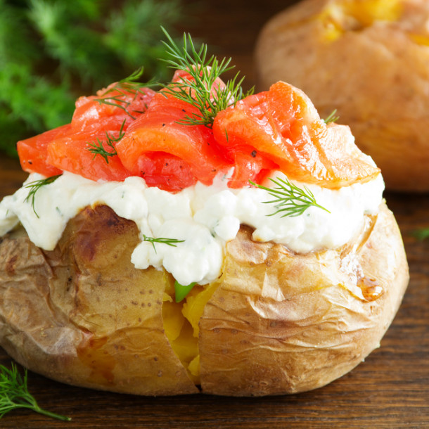 Pommes de terre au saumon fumé