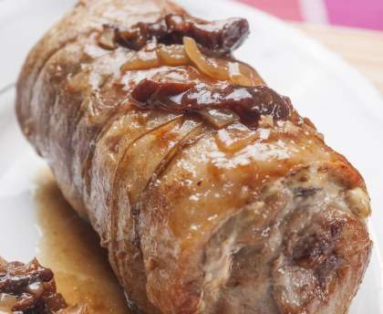Porc rôti aux raisins, pommes et cidre breton
