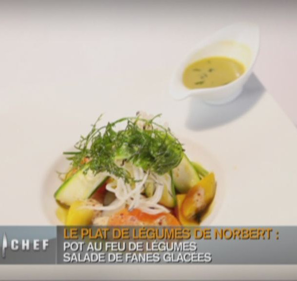 Pot au feu de légumes et moelle de courgettes jaunes