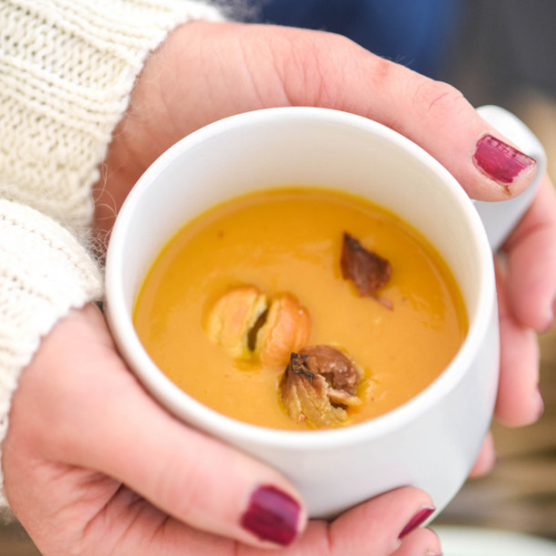 Potage au potimarron et châtaignes