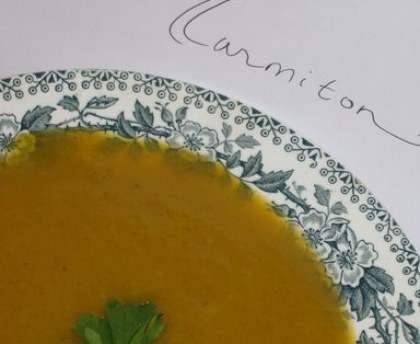 Potage de potiron et patate douce au piment d'Espelette