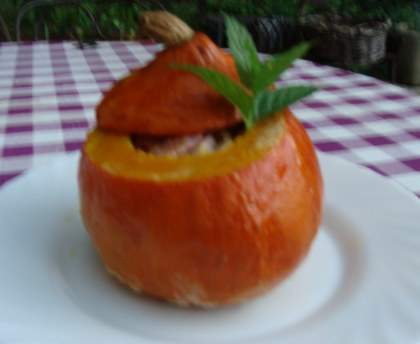 Potimarron farci aux lardons