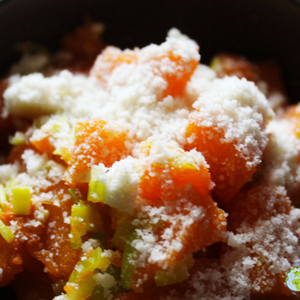 Potiron et poireau au parmesan