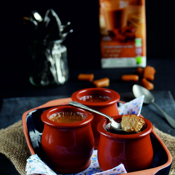 Pots de crème caramel soja et orge