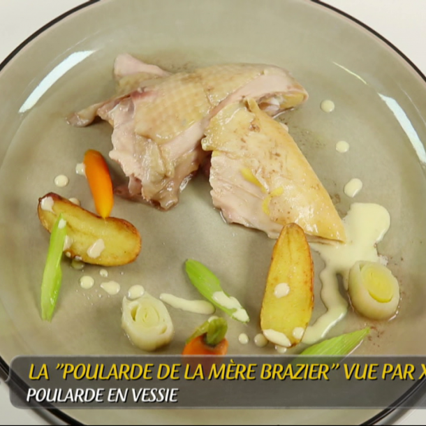 Poularde en vessie et légumes d'antan