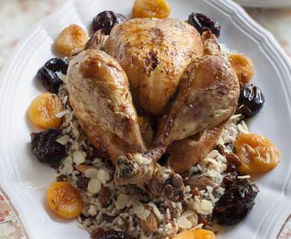 Poularde rôtie aux fruits d'hiver