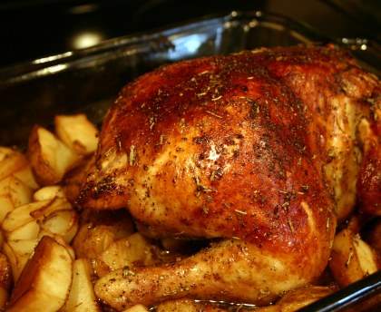 Poulet  au miel farci à la crème de roquefort