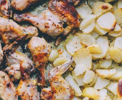 Poulet  au vin blanc et oignons