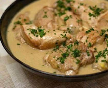 poulet à la crème et champignons