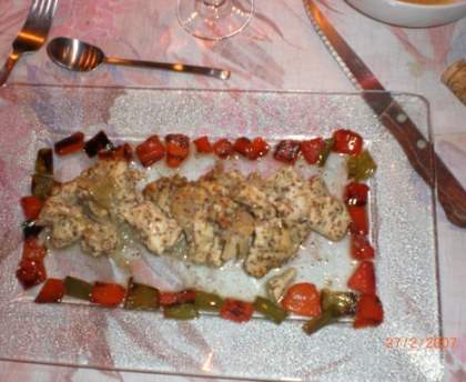 Poulet au miel, à la moutarde et aux poivrons