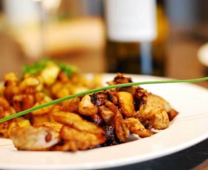 Poulet au miel, gingembre et noisette