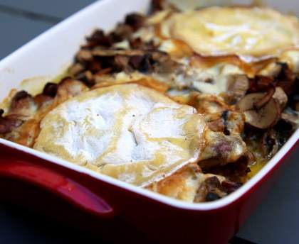Poulet au Mont-d'or et champignons