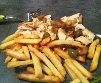 Poulet aux champignons et olives