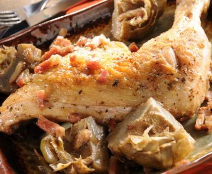 Poulet aux coeurs d'artichauts