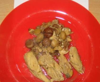 Poulet aux marrons et aux champignons
