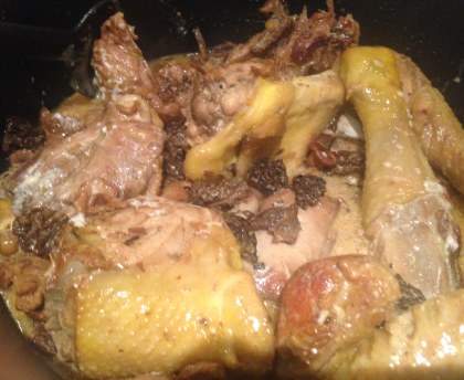 Poulet aux morilles et vin blanc