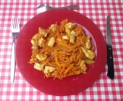 Poulet carottes-poivron à l'asiatique