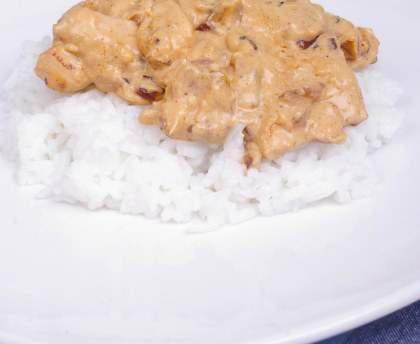 Poulet crémeux aux champignons et riz
