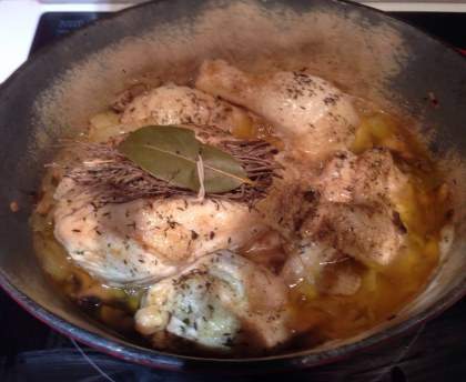 Poulet cuit à la cocotte