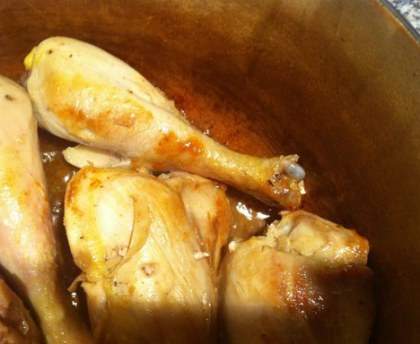 Poulet en cocotte aux petits pois carottes